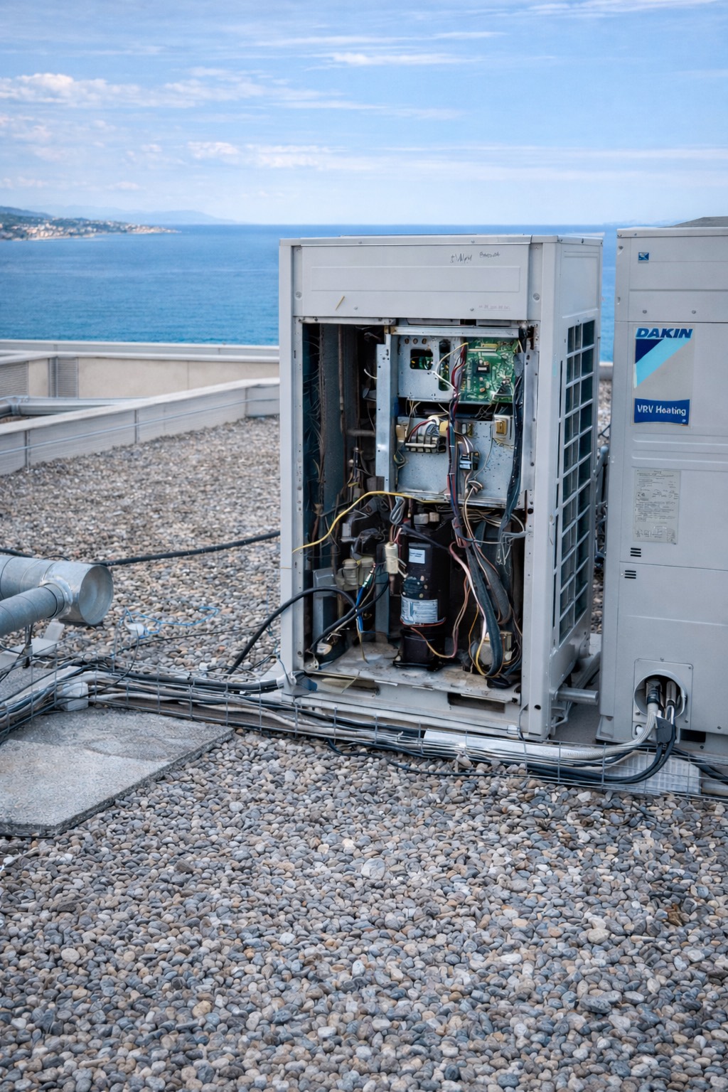 Technicien installant une climatisation